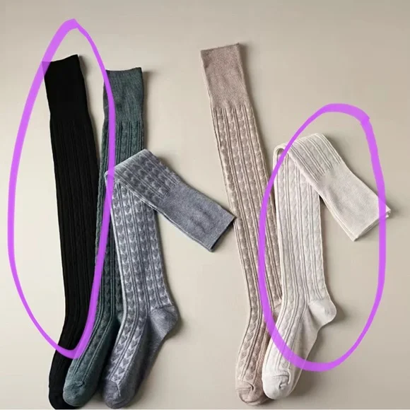 🌸Thigh Highs Cotton/Spandex Heart knit jacquard - Picture 2 of 8